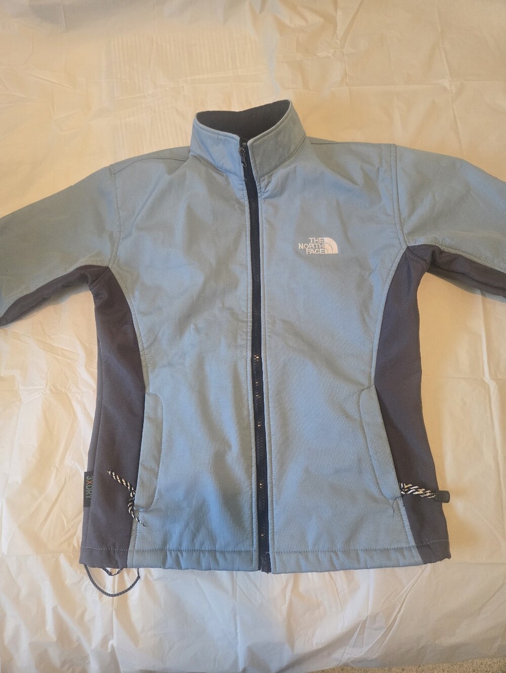 The North Face Kids Light Blue and Dark Gray Softshell Jacket